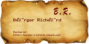 Bürger Richárd névjegykártya