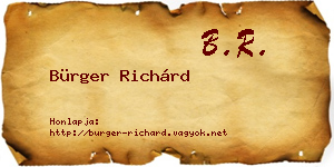 Bürger Richárd névjegykártya